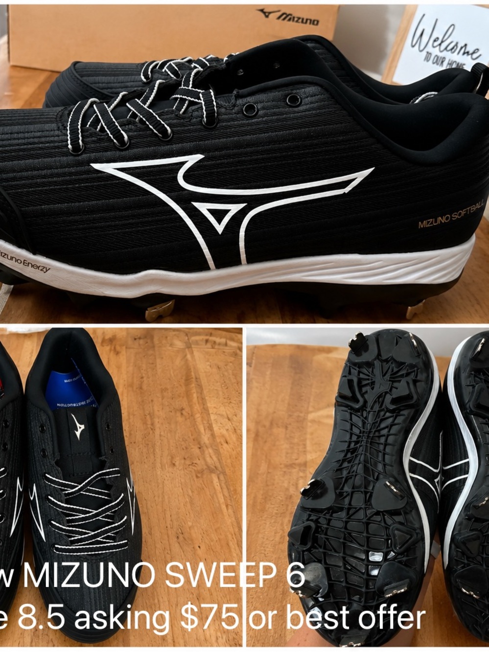 Mizuno Black & White Softball Cleats